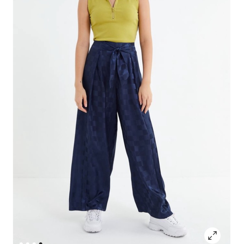 Urban Outfitters Checkmate Satin Wide-leg Pant